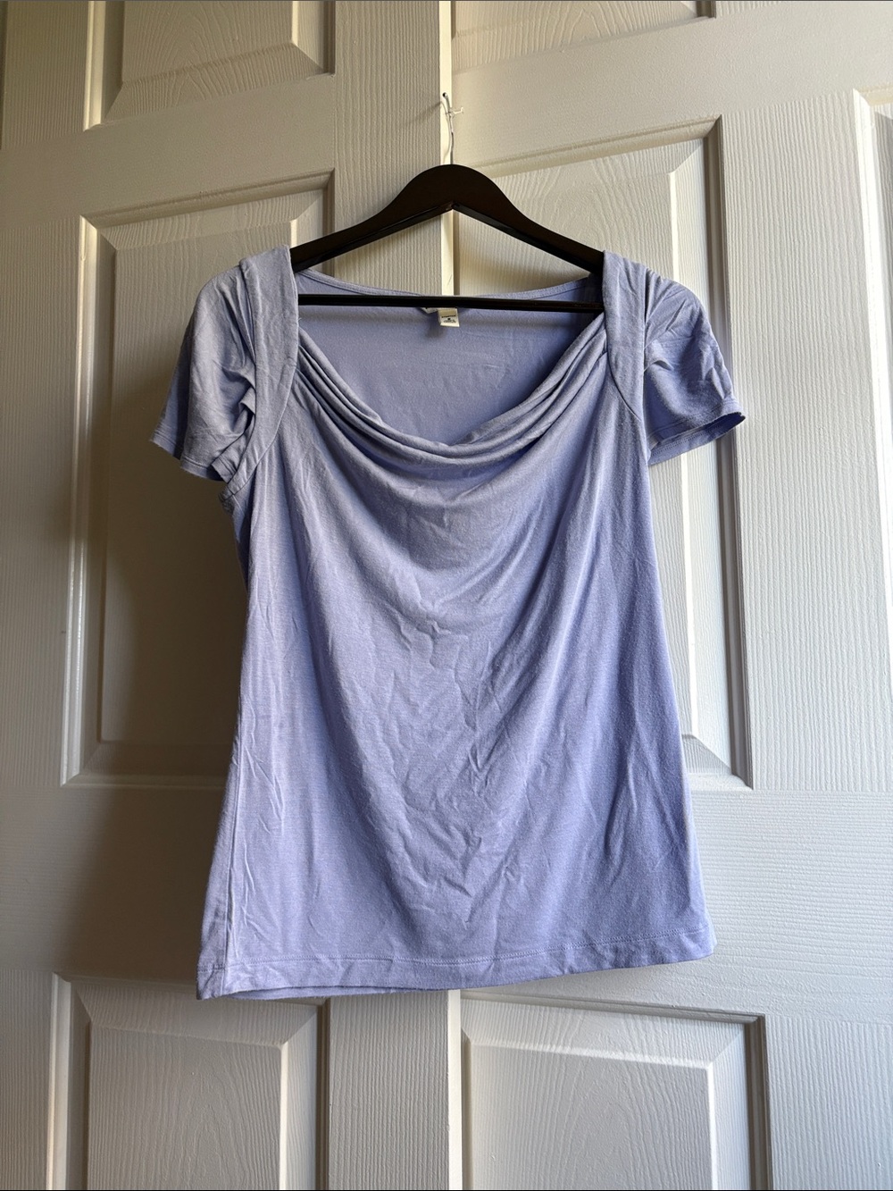 Banana Republic Light Lavender Draped Scoop Neck Short Sleeve Top